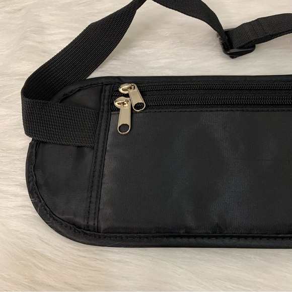 Black Crossbody Travel Canvas Anti-theft Slim Hidden Fanny Pack Wallet Bag - Picture 3 of 11